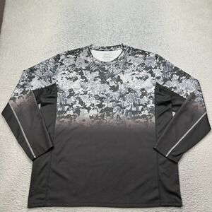 Huk Icon X Tide Change Shirt Mens XL Gray Camo Fishing Crewneck Performance